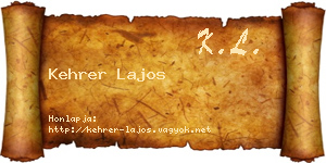 Kehrer Lajos névjegykártya